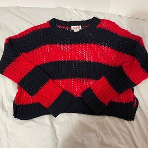 Vtg 90's Madrag Streetwear Distressed Cropped Crochet Sweater Womens Sz L USA